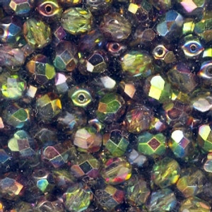 Czech 6mm Fire-Polished - Crystal Magic Green Czech 6mm Fire-Polished - Crystal Magic Green