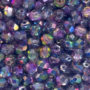 Czech 6mm Fire-Polished - Crystal Magic Purple Czech 6mm Fire-Polished - Crystal Magic Purple
