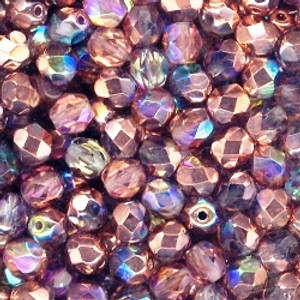 Czech 6mm Fire-Polished - Crystal Copper Rainbow Czech 6mm Fire-Polished - Crystal Copper Rainbow