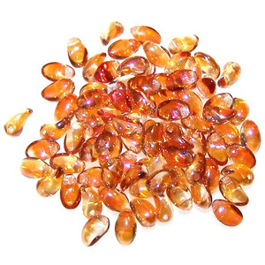4x6mm Czech Glass Tulip Petal Beads - Crystal Apricot Medium