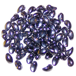 4x6mm Czech Glass Tulip Petal Beads - Jet Hematite