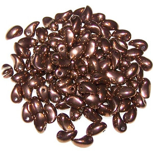 4x6mm Czech Glass Tulip Petal Beads - Jet Bronze