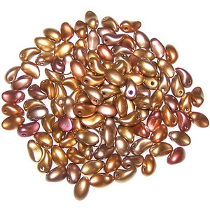 4x6mm Czech Glass Tulip Petal Beads - Metallic Mix