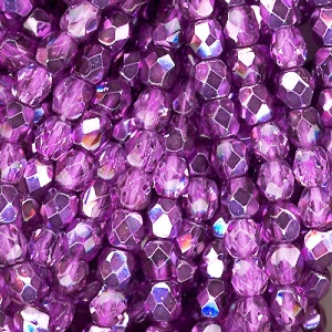 Czech 4mm Fire-Polished - Purple Metallic Ice Czech 4mm Fire-Polished - Purple Metallic Ice