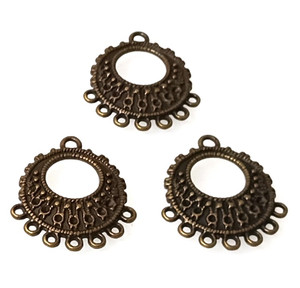 10 Antique Bronze Ornate 7-Drop Connectors - 26x24mm