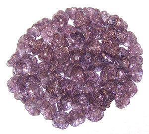 Czech Glass 7x5mm Flower Cup Beads - Crystal Bronze