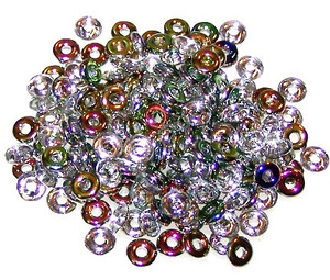 4x1mm Czech Glass O-Beads - Crystal Vitrail