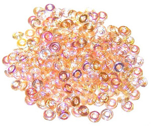 4x1mm Czech Glass O-Beads - Crystal Yellow Rainbow