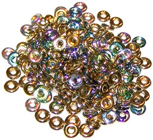 4x1mm Czech Glass O-Beads - Crystal Golden Rainbow