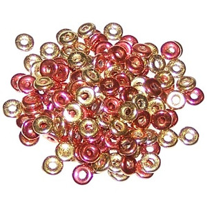 4x1mm Czech Glass O-Beads - Jet California Gold Rush