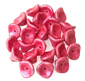 Czech Glass 10x12mm 3-Petal Flower Beads - Metallic Suede Guava Czech Glass 10x12mm 3-Petal Flower Beads - Metallic Suede Guava