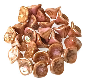 Czech Glass 10x12mm 3-Petal Flower Beads - Opaque Rose Gold Luster Czech Glass 10x12mm 3-Petal Flower Beads - Opaque Rose Gold Luster