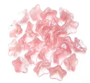 Czech Glass 8x13mm 5-Petal Trumpet Flower Beads - Rosaline Crystal