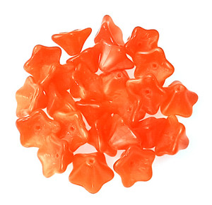 Orange Opal Czech Glass 5-Petal Trumpet Flower Beads Orange Opal Czech Glass 5-Petal Trumpet Flower Beads