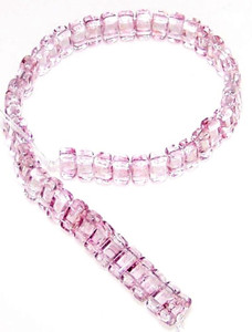 Czech Glass 2-Hole 3x6mm Brick Beads - Transparent Topaz Pink Luster