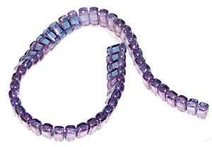 Czech Glass 2-Hole 3x6mm Brick Beads - Transparent Amethyst Luster