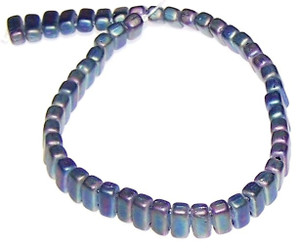 Czech Glass 2-Hole 3x6mm Brick Beads - Matte Iris Green