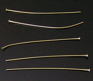 100 Gold-Plated 0.021 inch x 2 inch Head Pins