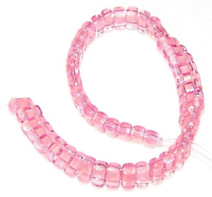 Czech Glass 2-Hole 3x6mm Brick Beads - Milky Pink
