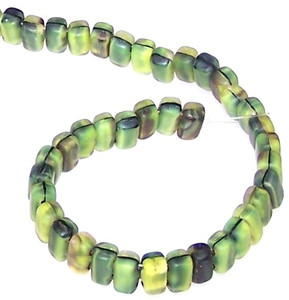 Czech Glass 2-Hole 3x6mm Brick Beads - Matte Opaque Yellow Jet