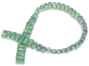 Czech Glass 2-Hole 3x6mm Brick Beads - Honeydew Moon Dust