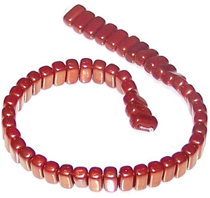 Czech Glass 2-Hole 3x6mm Brick Beads - Bronze Luster Iris Opaque Red