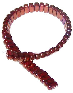 Czech Glass 2-Hole 3x6mm Brick Beads - Siam Ruby Bronze Vega