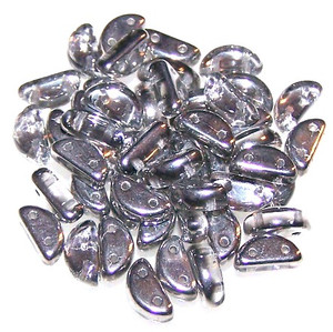 Czech Glass 2-Hole 8x4mm Half Moon Beads - Crystal Labrador