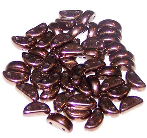 Czech Glass 2-Hole 8x4mm Half Moon Beads - Jet Bronze
