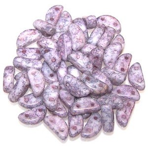 Czech Glass 2-Hole 8x4mm Half Moon Beads - White Terracotta Copper