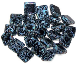Czech Glass 12mm Pyramid Beads - Jet Picasso