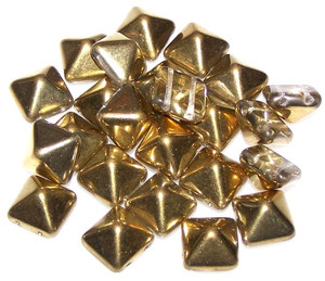 Czech Glass 12mm Pyramid Beads - Crystal Amber