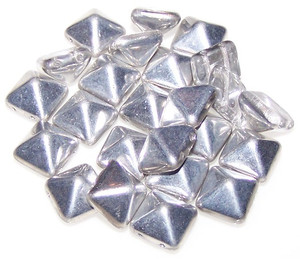Czech Glass 12mm Pyramid Beads - Crystal Labrador