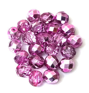2 Dozen 8mm Czech Fire Polished - Purple Rose 2 Dozen 8mm Czech Fire Polished - Purple Rose