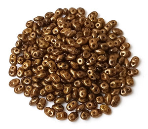 Superduo Beads - Opaque Yellow Bronze Picasso