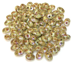 Superduo Beads - Chalk Lazure Green
