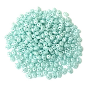 Turquoise Blue Opaque White Luster Superduo Czech Glass Beads Turquoise Blue Opaque White Luster Superduo Czech Glass Beads