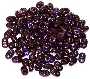 MiniDuo Czech Glass Beads - Metallic Amethyst Luster