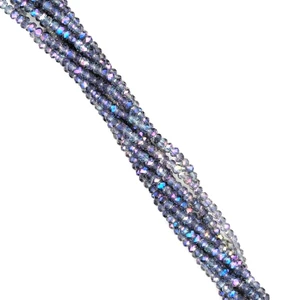2.5x1.5mm Glass Crystal Mini Rondelle Beads - Purple Sparkle AB