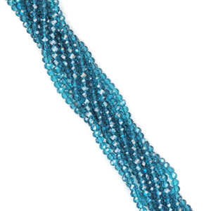 3x2mm Glass Crystal Rondelle Beads - Blue Diamond 3x2mm Glass Crystal Rondelle Beads - Blue Diamond