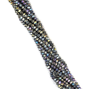 3x2mm Glass Crystal Rondelle Beads - Jet Black AB 3x2mm Glass Crystal Rondelle Beads - Jet Black AB