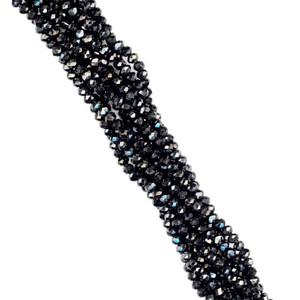 3x2mm Glass Crystal Rondelle Beads - Jet Black 3x2mm Glass Crystal Rondelle Beads - Jet Black