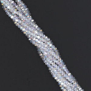 3x2mm Glass Crystal Rondelle Beads - Clear Crystal AB 3x2mm Glass Crystal Rondelle Beads - Clear Crystal AB