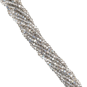 3x2mm Glass Crystal Rondelle Beads - Smk Quartz Sparkle AB 3x2mm Glass Crystal Rondelle Beads - Smk Quartz Sparkle AB