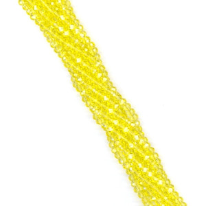 3x2mm Glass Crystal Rondelle Beads - Yellow