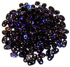 MiniDuo Czech Glass Beads - Jet Azuro