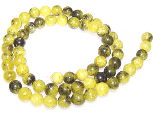 6mm Round Semiprecious Gemstone Beads - Yellow Matrix Jasper
