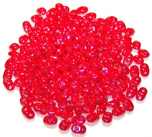 MiniDuo Czech Glass Beads - Opaque Coral Red White Luster