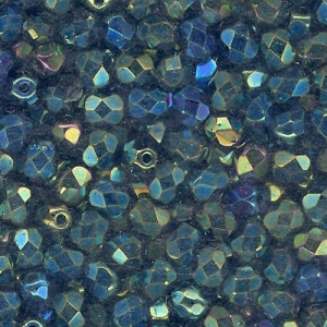 Czech 3mm Fire-Polished Glass Beads - Jet Green Iris Czech 3mm Fire-Polished Glass Beads - Jet Green Iris