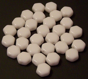 Czech Glass 6mm Honeycomb Hex 2-Hole Beads - Chalk Opaque